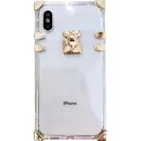 Designer Fashion Square Clear Cell Phone Cases Bling Metal Crystal Cover Beschermende Shell voor iPhone 12 11 Pro Max XR XS 8 7 6 Plus