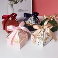 New Gem Tower Bronzing Candy Box Small Cardboard Wedding Card DecorationPaper Gift Packaging Event & Party Supplies Y0712