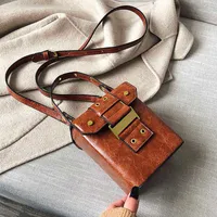 Fengting Vintage Box Bags para mujeres Pequeño bolso 2020 Lady's Fashion Bolsa de hombro marrón Diseñador Casual Bucket FTB301 Q0709