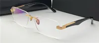 ファッション処方眼鏡アーティストI Rimless Frame透明な脚光学メガネ透明レンズケースの男性向けのシンプルなビジネススタイル