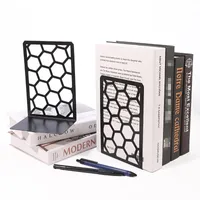 Hooks & Rails 2Pcs Home Decorative Bookends, Honeycomb Shaped Hollow-Out Book Stand, Gift For Bookworms, Children, Students 2021 Fashion
