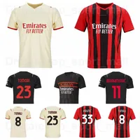21-22 Soccer AC Milan 8 Tonali Jerseys 56 Saelemaekers 23 Tomori 16 Maignan 33 Krunic 44 Bennacer 2 Calabria 11 Ibrahimovic Camisa de Futebol Kits Número de Nome