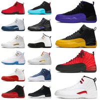 Nike Air Jordan Retro 12 Jordans 12s Jumpman AJ Kutu ile Büyük Boy 36-47 erkek Basketbol Spor Ayakkabı 23 Mavi Üniversitesi Altın Grip Kadın Erkek Eğitmenleri Moda Sneakers