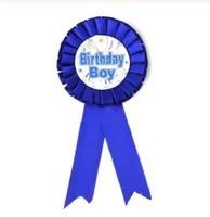 2022 new Delicate Girls Boys Award Ribbon Rosette Birthday Badge Pin Children Party Decoration Supplies