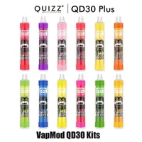 Otantik VAPMOD QD30 Artı Tek Kullanımlık E-Sigaralar Cihazı 4000 Puffs Şarj Edilebilir Pil 12 ML Tercih Edilen Quizz Mesh Bobin Kartuş Pod RGB Işık Vape Kalem VS Bar Flex