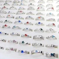Mode eenvoudige band verzilverd metalen kleurrijke diamant liefde ringen voor mannen vrouwen mix stijl party geschenken bruiloft sieraden groothandel C3