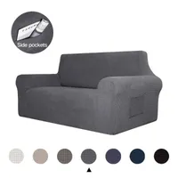 Stol täcker grå fast färg stretch soffa elastisk soffskydd för vardagsrum husdjur kubre handduk 1/2/3/4-sits 1 st