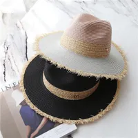 Cappelli larghi Summer Sun Casual Sun for Women Fashion Letter M Jazz Straw Men Beach Panama Hat Cap Cowboy Wholesale all'ingrosso