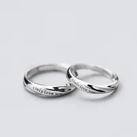 925 Sterling Silver Matching Rings for Couples Lovers Women Men ONLY LOVE YOU Letters Adjustable Wedding Engagement Jewelry