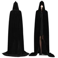 Kapüşonlu Cloak Uzun Kadife Pelerin Noel Cadılar Bayramı Mont Dış Giyim Ortaçağ Kostüm Cadı Wicca Vampire Korkunç Kostümleri Y0903