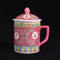 Kubki tradycyjne chińskie jingdezhen ceramiczny niebieski i biały kubek porcelanowy czerwony / niebieski / żółty kubek herbaty z pokrzyfami 300ml