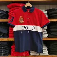 Avrupa ve Amerikan Boyutu Yaz Polo Gömlek erkek Kısa Kollu Rahat Renk Eşleştirme Pamuk Artı Boyutu İşlemeli Moda T-shirt S-5XL