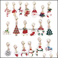 Keychains Fashion Accessories 19Pcs/Lot Enamel Christmas Decoration Tree Bell Snowman Alloy Lobster Buckle Clasp Charms Key Chains Jewelry G