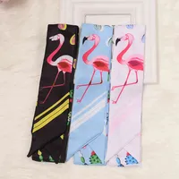 2021 Flamingo Cactus Print Skinny Luxury Brand Silk Scarf Kvinnor Foulard Bag Ribbons Fashion Small Long Head Scarves