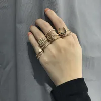 9 pçs / lote Crescente ouro prata cor anel de cor para engajamento mulheres jóias midi dedo anéis festa festa moda banda