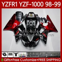 Motorcycle Body For YAMAHA YZF-R1 YZF-1000 YZF R 1 1000 CC 98-01 Bodywork 82No.0 YZF R1 1000CC YZFR1 98 99 00 01 YZF1000 1998 1999 2000 2001 OEM Fairings Kit Red Flames