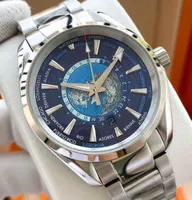 Мода Мужские Люксы Часы Время World Time James Bond 007 Мужчины Автоматические Часы Механические Движение Мужская Посмотреть Стальные наручные часы
