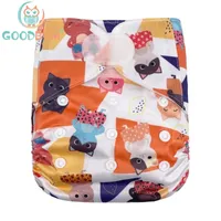 Goodbum Colorful Cat Hook Loop Cloth Diaper Washable Adjustable Nappy For 3-15KG Baby Diapers