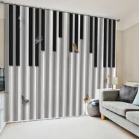 寝室のリビングルームのためのカーテンドレープ装飾3 dの短い色の蝶の黒と白の縦のバーのカーテン