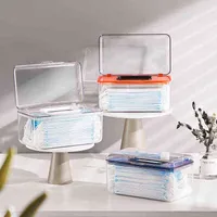 Transparent mask storage box Household living room tissue box Modern simple wipes storage With spring 220124