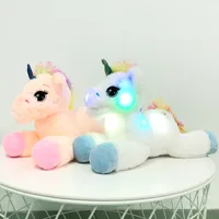 40cm colorato a LED Unicorno giocattoli peluche incandescente animali farciti giocattolo cavallo carino illuminazione in alto bambola per bambini ragazze ragazze regali di compleanno natale 745 x2