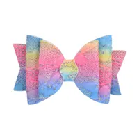 Rainbow Color Hairpin Gradients Sequins Three Layers Hair Clip Bright Powder Bow Children Accessories Barrettes 1 8yl K2