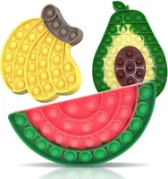 Fidget Sensory Bubble Stress Toy, Fidget Push Toy dla dzieci, Pop Silipone Fidget Stress Zabawki do autystycznych dzieci Dorosłych Squeeze Toy Autyzm (Banana + Avocado + Watermelon)
