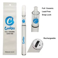 Cookies Disposable Vape Pen E Cigarettes Kits Full Ceramic Cartridges Rechargeable 290mah battery 0.5ml Empty Vaporizer Packaging Retail Bag Factory