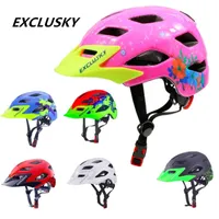 EXCLUSKY Kids Bicycle Helmet Children Boys Red Mtb Bike Helmet Girl Cycling Protection Sport Cap Size 50~57cm for 5~13 Years D 220121