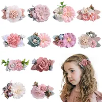 Baby Girls Artificial flowers Hairpin 12 styles Little fairy Barrettes Natural Wind Japanese Hair Accessories fashion Boutique Kids Hairclip Z5770