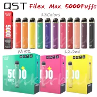 Oryginalny QST Filex Max papieros 5000 dmuchy jednorazowe Vape Pen e-papieros 13 colors Zestawy urządzenia gorące puff 12ml vapor vs energia puff flex