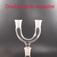 Glass adapter 14.5mm 18.8mm Male Female Double Bowl Hookahs Accessories 3 Joint On One Drop Down Two Size Wishbone Splitter Frosted Adapters For water Bong