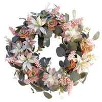 Decorative Flowers & Wreaths Artificial Succulent Flower Wreath Garden Hanging For Home Wall Front Door Wedding Decor CNIM