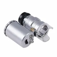 60pcs 45x Gioielliere Pocket Microscopio Microscopio Misurazione Analisi dell'analizzatore Lente d'ingrandimento Detector Detector GIOIUPE 2 LED luce regolabile