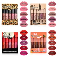 Teyason 5pcs / Set Lipstick Mat Set Lip Gloss Gloss Liquide Rouge à lèvres Non-Stick Coupe Nu pour la petite amie Cosmétiques quotidiennes