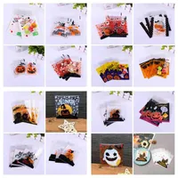 Transparente Süßigkeitenbeutel Keks Snacks Plastiktüten Backen Dekoration Verpackung Selbstklebende OPP Halloween Kürbis Cartoons ZXFHP0123
