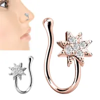 Anéis de nariz falsos para mulheres homens cirúrgicos de aço inoxidável de aço inoxidável não perfurada septo anel de anel de gancho de gancho jóias