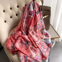 Шарфы 2021 весна Большой шелковый шарф женщин Бандана летние пляжные платки