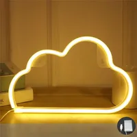 Nattlampor Led Neon Hello Cloud Shape Light Sign Lamp Batteri USB Dubbelkraftigt nattljus för julbröllopsfödelsedag