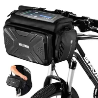 Sac de guidon de vélo homme sauvage 4L Grande capacité Scooter électrique à l'avant avec écran tactile Couvercle de pluviomètre 220210