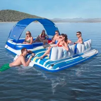 389*274cm Inflatable Floats Water Sports Floating Party Island Raft Boat Lounge Giant Swimming Pool Bed for 4-6 People
