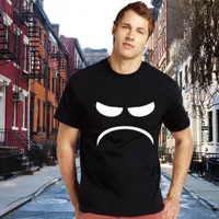 Мужские футболки чистые хлопчатобумажные футболки Mad Smile Smile Простая взрослая юмор футболка графическая футболка с коротким рукавом черный белый, Spotify Premium