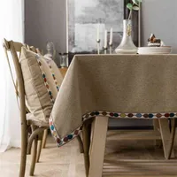 Europe Luxury Christmas Tablecloth Waterproof Cotton Linen Embroidered Lace Decor Gray Rectangular Table cloth Home textile 210724