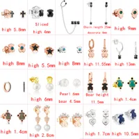 2021 new style 100% 925 sterling silver bear fashion and elegant ladies pin earrings pierced jewelry manufacturer direct sales