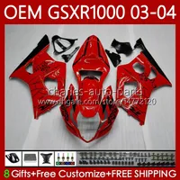 Injection mold Body For SUZUKI GSX-R1000 GSXR 1000 CC GSXR-1000 K 3 2003-2004 Bodywork 67No.3 K3 1000CC GSXR1000 03 04 GSX R1000 2003 2004 OEM Fairings kit dark red stock