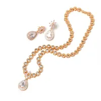 Pendientes Collar Dropas de agua Cubrón Cúcico Arete Juego para joyas de oro de cobre de calidad de novia joyas árabes joyas árabes