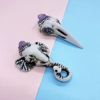 Charms akryl halsband hängsmycke natursten lila kristall smycken gör DIY örhängen elefant fågel form tillbehör