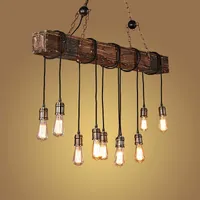Taklampor antik industriell retro trä e27 ljus kreativ loft bar suspension armatur vintage vardagsrum glans