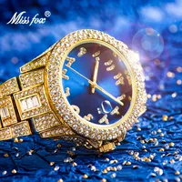 メンズ腕時計ダイヤモンドトップブルーメンズ防水18Kゴールドカレンダースチールリリーゴオマスコリノ