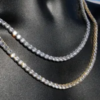 fashion jewelry graduated tennis designer Single Ice chain necklace crystal Luxury diamond titanium steel European and American street hip hop row christmas gifts